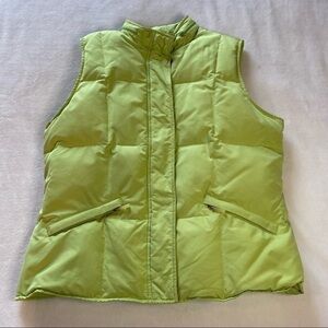 Talbots Petites Quilted Goose Down Feather Puffer Vest Green Size Medium